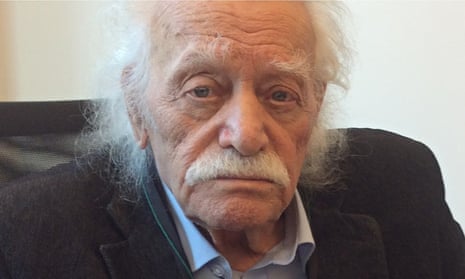Manolis Glezos, the Greek resistance hero who is now the oldest MEP at 92, in Brussels