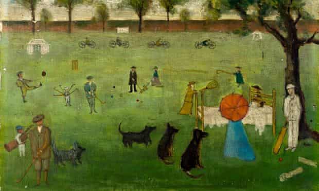 Painting of people playing sport in the grounds of the York Retreat