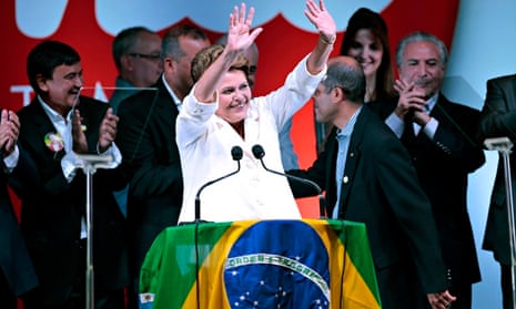 Dilma Rousseff celebrates at news conference