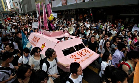 Pro-democracy demonstrators in Hong Kong in July 2012.