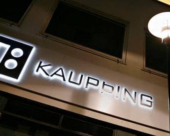 A branch of Iceland's Kaupthing Bank is seen in downtown Reykjavik