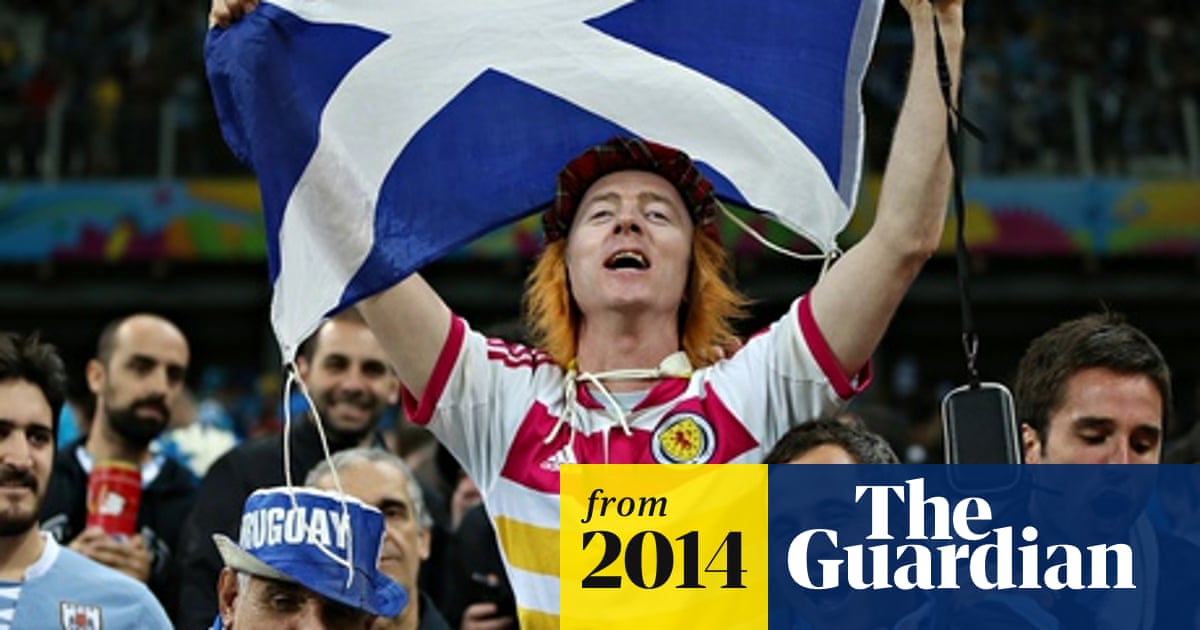 Scotland Fan Flies The Flag With Uruguay Fans At England World Cup Defeat World Cup 2014 The Guardian