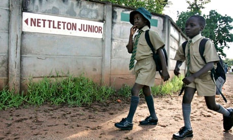 Students walk to school in Harare, Zimbabwe