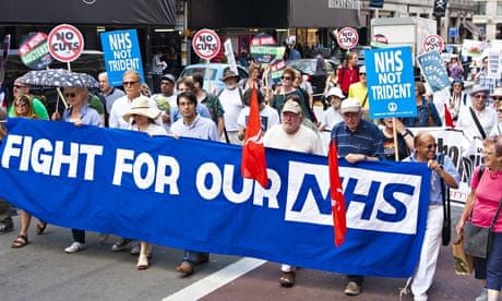 protesters against NHS cuts march in London