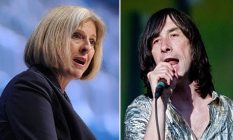 Theresa May and Bobby Gillespie of Primal Scream