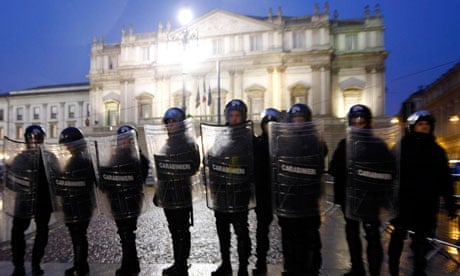 Police outside La Scala