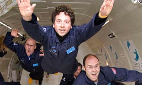 Google founder Sergey Brin training in zero gravity with Eric Anderson, Space Adventures' founder  