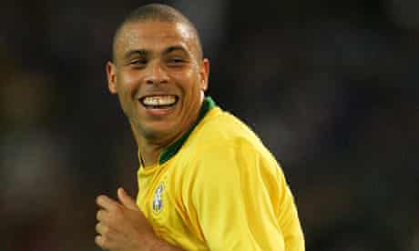 Brazil's Ronaldo celebrates after scoring during the 2006 World Cup