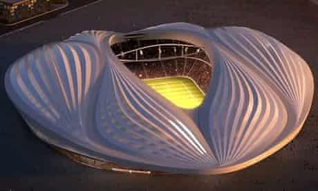 The design for Qatar's Al-Wakrah 'vagina' stadium. Zaha Hadid says it is inspired by Arab dhows