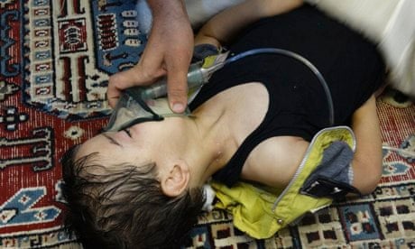 A child is given oxygen after the gas attack in the al-Ghouta district of Damascus. 