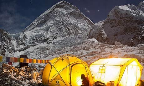 Everest base camp showing the Khumbu icefall. 