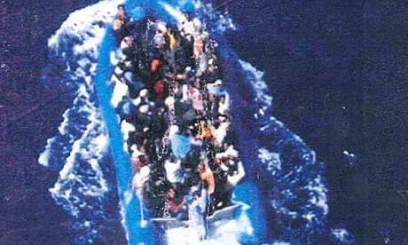 A picture of the migrant boat taken before it lost power and began to drift. 