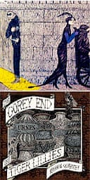 An illustration by Edward Gorey (top) and the album cover for the Tiger Lilies' The Gorey End