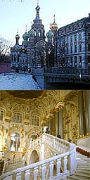 Cathedral of the Resurrection and interior of the Winter Palace, St Petersburg