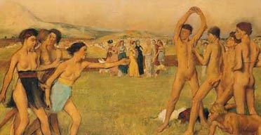 Degas' dreamworld ... detail from Young Spartans Exercising. Copyright: National Gallery