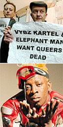 Members of OutRage! protest against dancehall artists, including Elephant Man