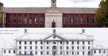 The Chelsea Royal Hospital and the proposed design for temporary accommodation at the site