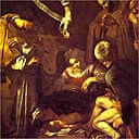Detail from Caravaggio's Nativity with Saints Francis and Lawrence