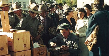 Photo of commodities being distributed in St Johns, Arizona, in October 1940, part of Bound for Glory: America in Color, 1939-1943, at the Library of Congress