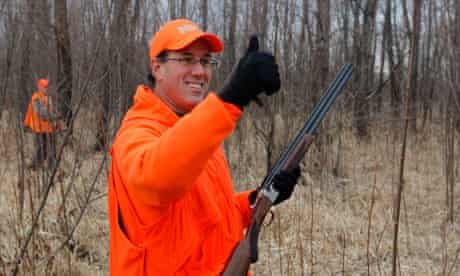Rick Santorum celebrates a shot bird