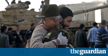 An egyptian man hugs an a 007