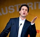 Labour leader Ed Miliband speaking at an anti-austerity rally in Hyde park