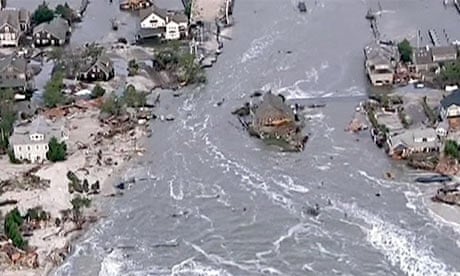 An ariel view of flooding caused by hurricane Sandy in New Jersey 2012