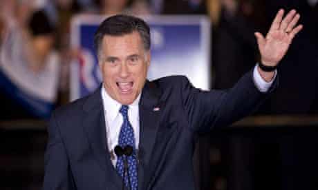 Mitt Romney celebrates winning the Illinois primary