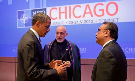 Barack Obama with Hamid Karzai and Asif Ali Zardari