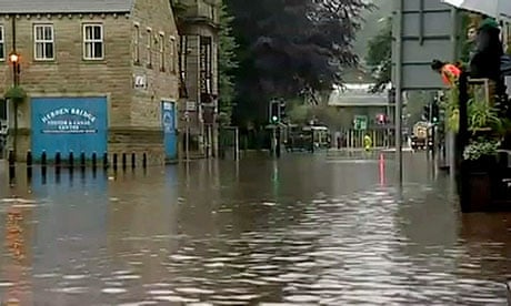 Flooded street in West Yorkshire