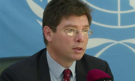 François Crépeau, UN Special Rapporteur on human rights of migrant, speaks at a news conference