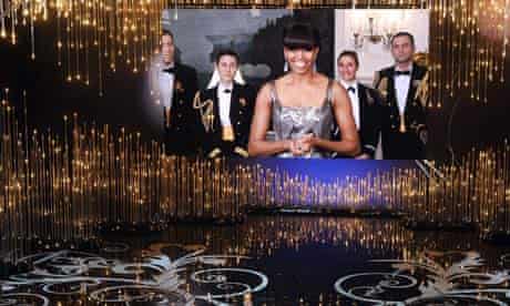 Michelle Obama addresses the audience at the 85th Academy awards