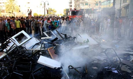 A fire started by anti-Morsi protesters in Alexandria