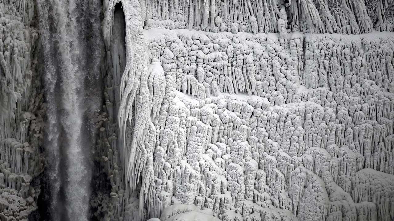 Niagara Falls Freezes Over In Us Cold Snap Video Weather The
