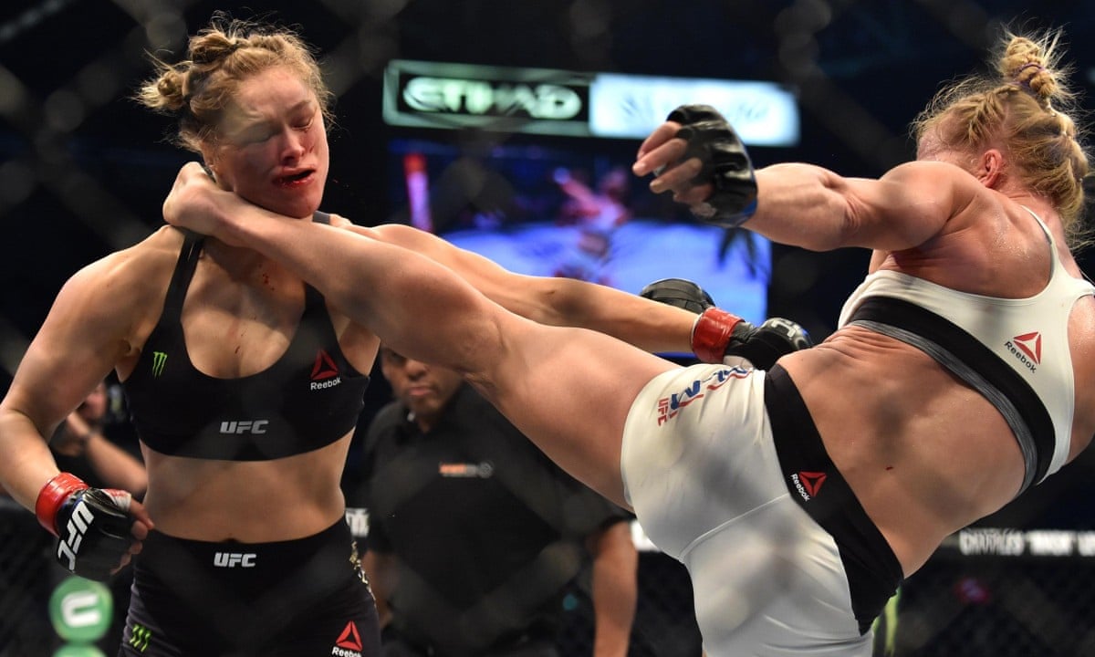Holly Holm beats Ronda Rousey to become UFC world champion – video | Sport | The Guardian