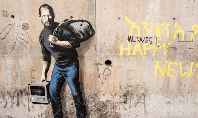 Banksy Uses Steve Jobs Artwork To Highlight Refugee Crisis Art And Design The Guardian
