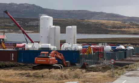FALKLAND ISLANDS   Oil companies equipment yard at port