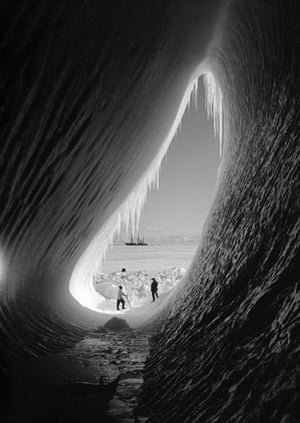 Great press photography: Scott’s ship, Terra Nova, seen through a grotto in the Antarctic