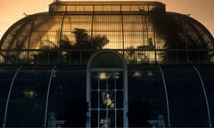 The palm house at kew gardens at dusk