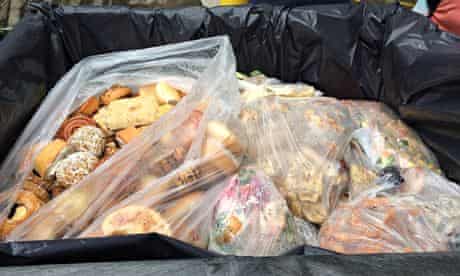 Food waste in plastic bags