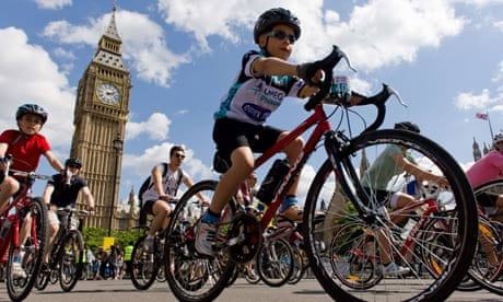 A young cyclist during RideLondon 2013.