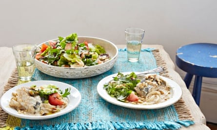 20 best summer holiday recipes: Anissa Helou's fish in tahini with fattoush