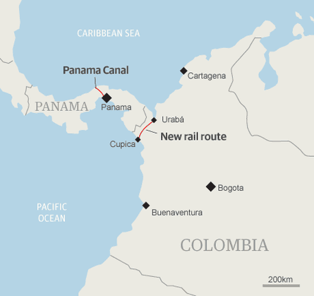 Map - Colombia new rail connection