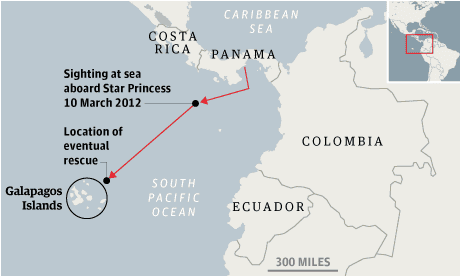Map - ship adrift off Colombia