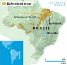 Deforested areas in Brazil