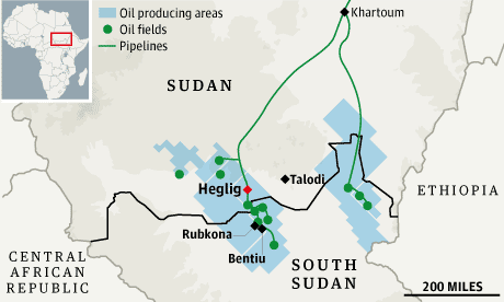 Heglig, Sudan map