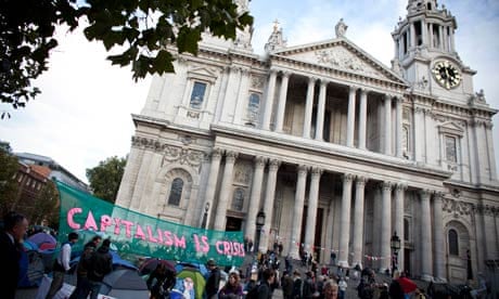 Protesters outside St Paul's Cathedral in London