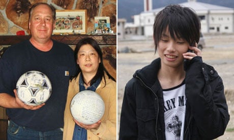 David and Yumi Baxter, left, found Misaki Murakami's soccer ball