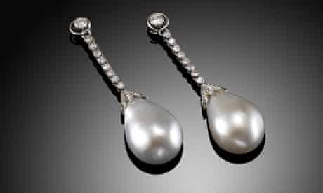 Pair of early 20th Century natural pearl and diamond drop earrings