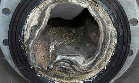 A cross-section of pipe from a Thames Water sewage works in which struvite, a nutrient compound cont